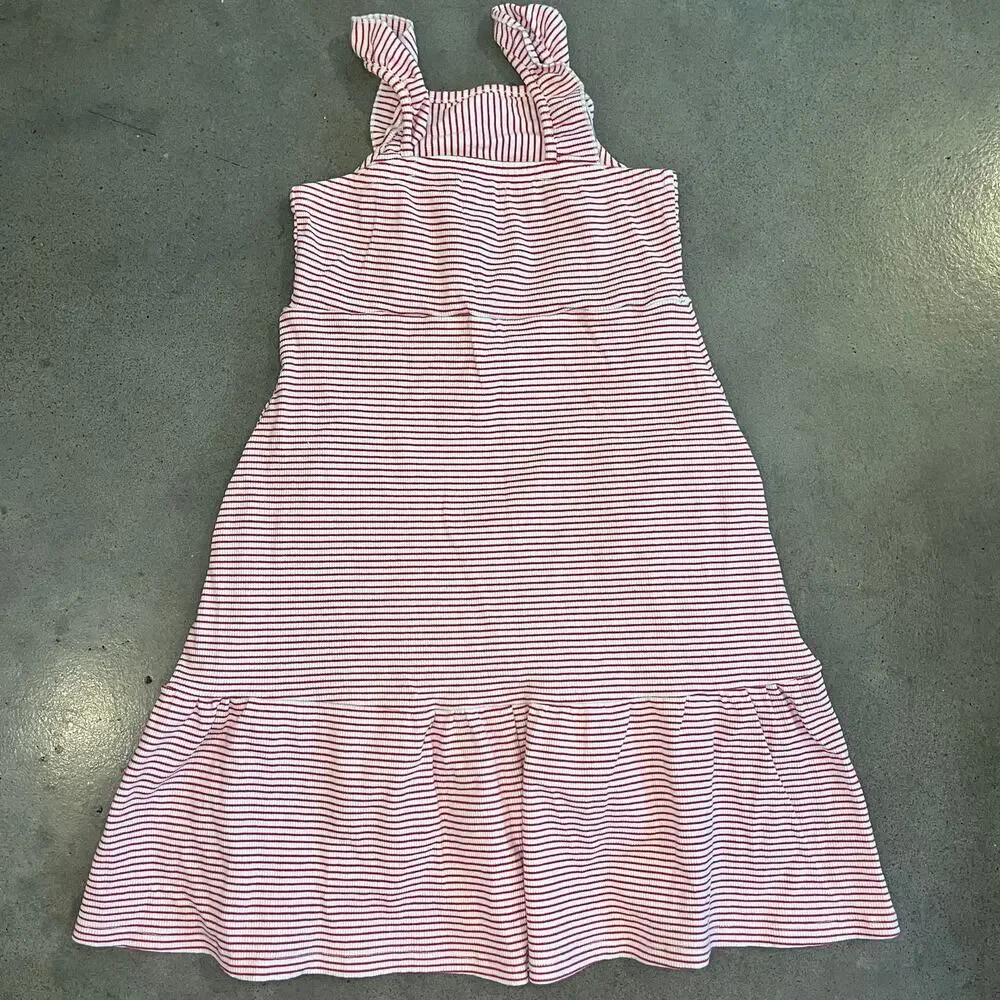 Vignette Ameera red white striped cotton ribbed  midi dress youth girls size 8